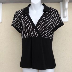 Dressbarn Black and White Poka Dot Blouse